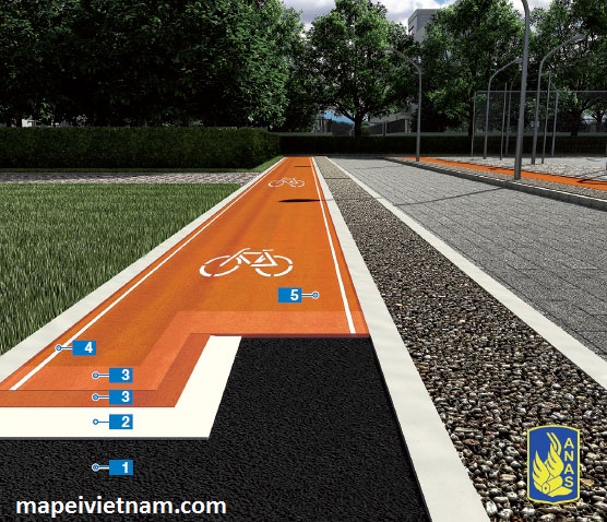 Sàn nhựa tổng hợp cho đường dành cho người đi bộ và xe đạp